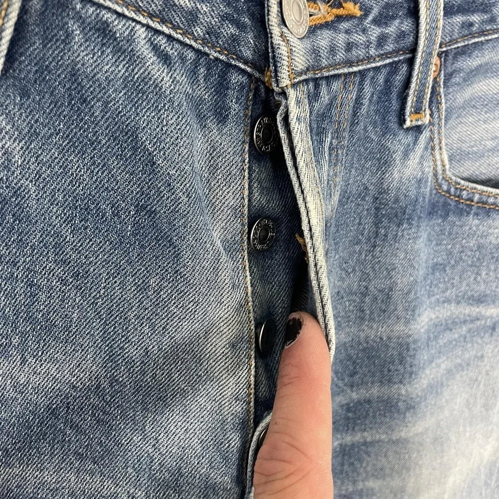 Levis 501XX Shrink to Fit Jean Measures 34x32 Blue Button Fly Straight Leg Denim